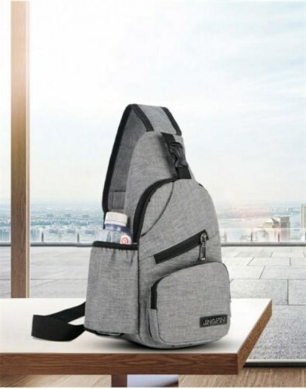 Men's Canvas USB Charging Chest Pack, Travel Messenger Bag